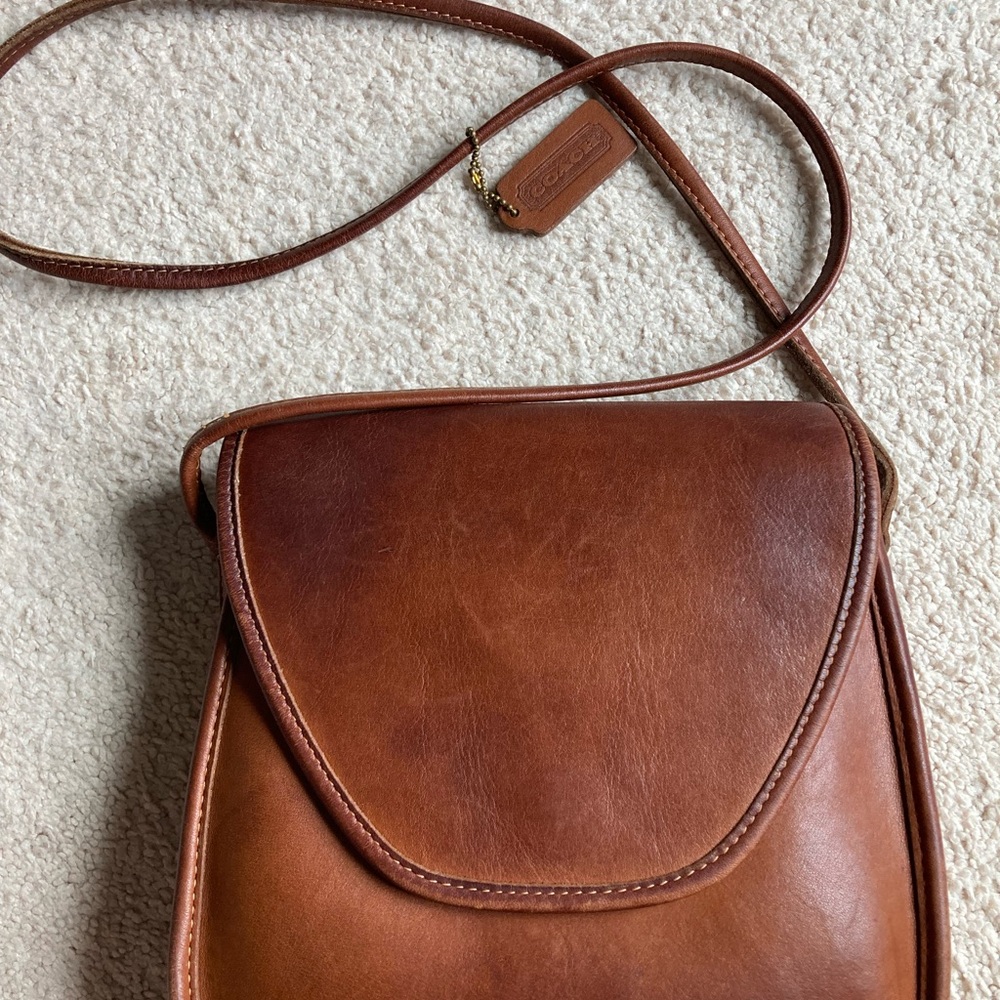 Vintage coach Lindsey crossbody all leather British tan bag with tag